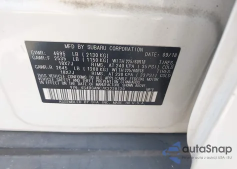 2019 Subaru Outback 2.5I Limited from USA, damaged, VIN 4S4BSANC7K3228120